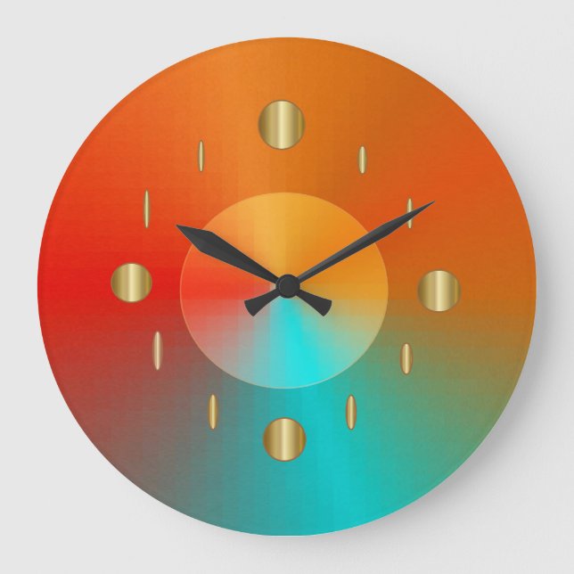 Horloge murale tendance Decorative Gold Red Aqua G (Recto)
