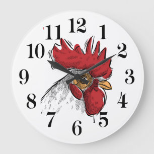 Horloge murale tête de poulet