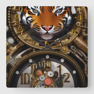 Horloge murale tigre Steampunk