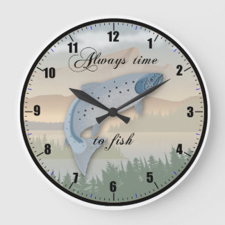 Horloge murale "Toujours le temps de pêcher"