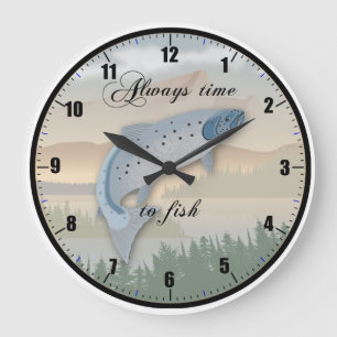 Horloge murale "Toujours temps pour pêcher"
