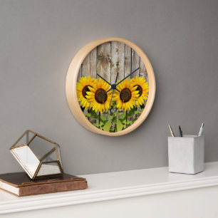 Horloge murale tournesol de style campagnard