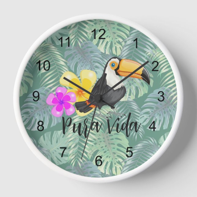 Horloge murale Tropical Toucan Pura Vida Design (Recto)