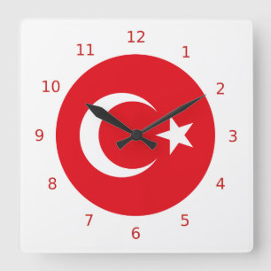 Horloge murale turque de drapeau