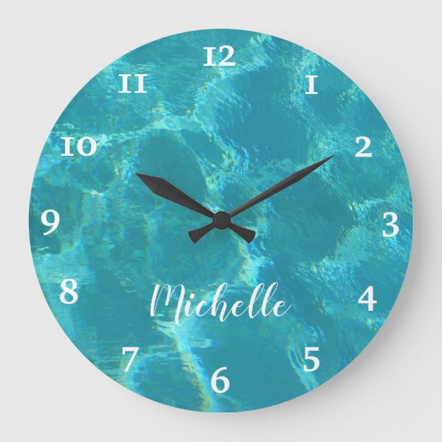 Horloge murale Turquoise Bleu Personnalisée (Recto)