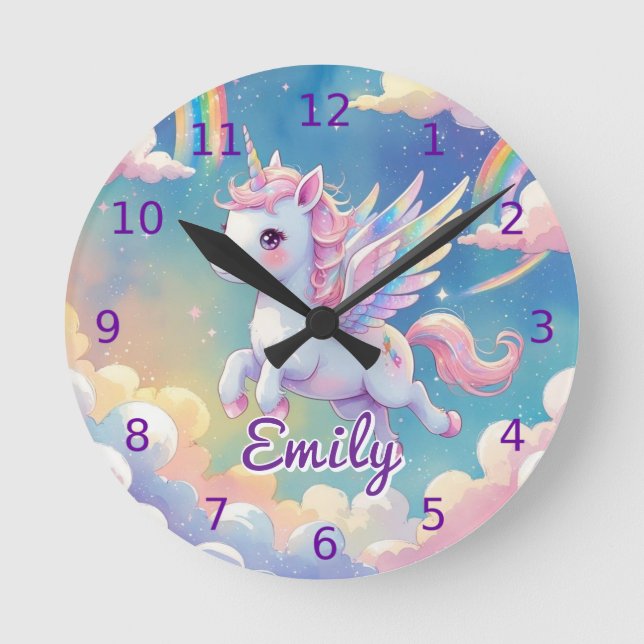 Horloge murale Unicorn - Nom modifiable (Recto)