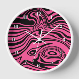 Horloge murale Vagues roses et noires - Choisissez