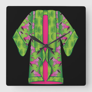 Horloge murale verte Kimono