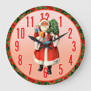 Horloge murale vintage d'art du père noël