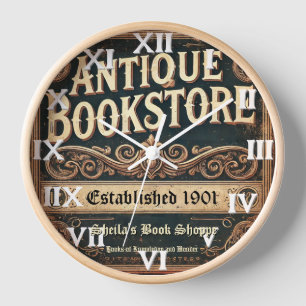 Horloge murale vintage de librairie ancienne 
