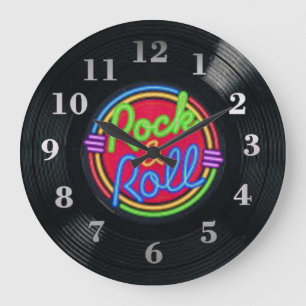 Horloge murale Vintage de vinyle de roche et de ro