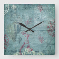 Horloge murale vintage gravée de coquillages