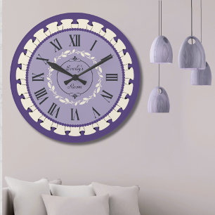 Horloge murale vintage lavande violet élégante