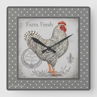 Horloge murale vintage Rooster en gris & crèmes