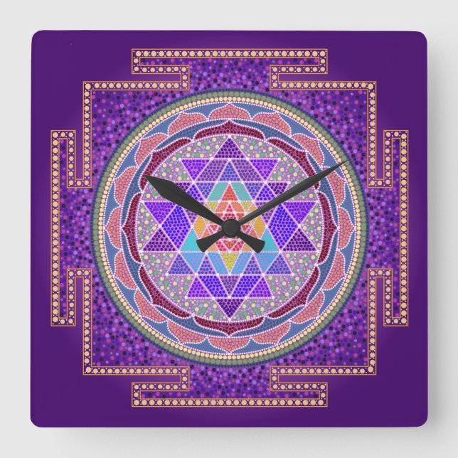 Horloge murale violette Sri Yantra (Recto)