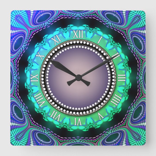 Horloge murale violette verte Aqua à super temps (Recto)