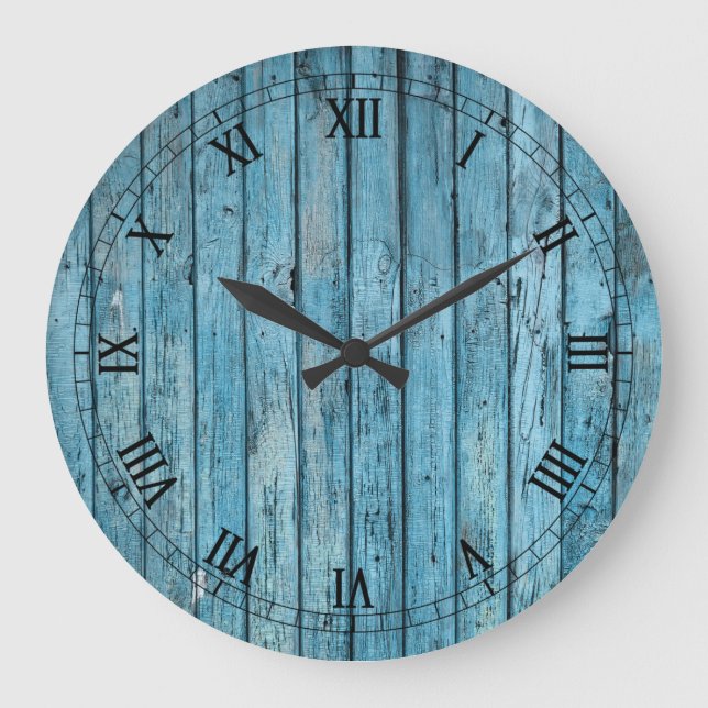 Horloge murale - Visage romain bleu rustique (Recto)