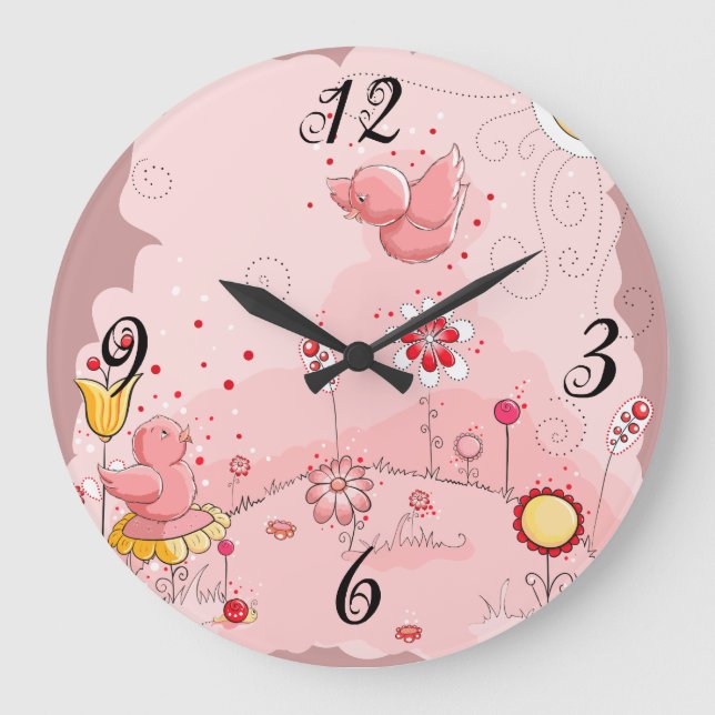 Horloge murale Whimsical Birds (Recto)