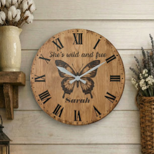 Horloge murale Wild & Free   Cadeau avec nom perso