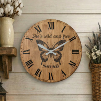 Horloge murale Wild & Free | Cadeau avec nom perso