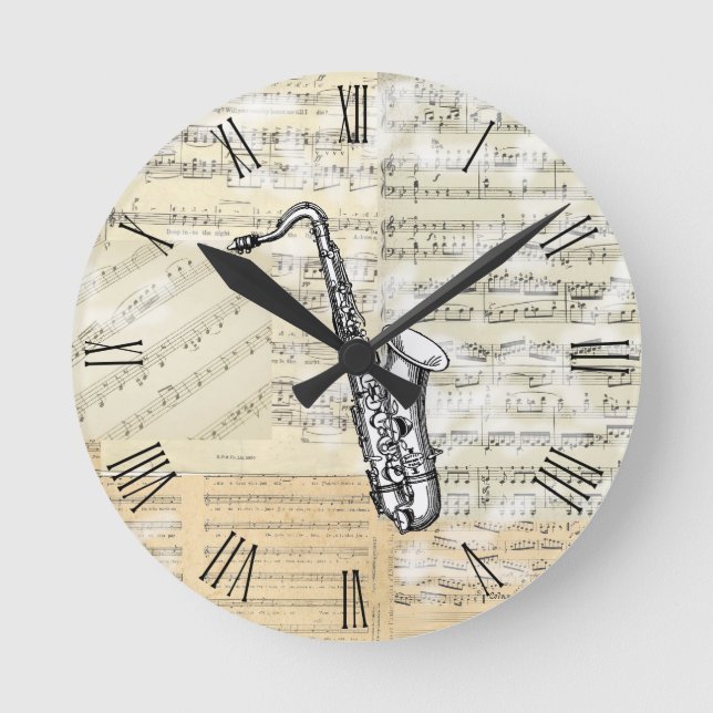 Horloge musicale saxophone vintage (Recto)