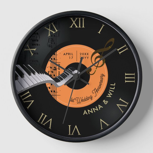 Horloge Musique moderne Piano Vinyl 1er anniversaire Maria (Recto)