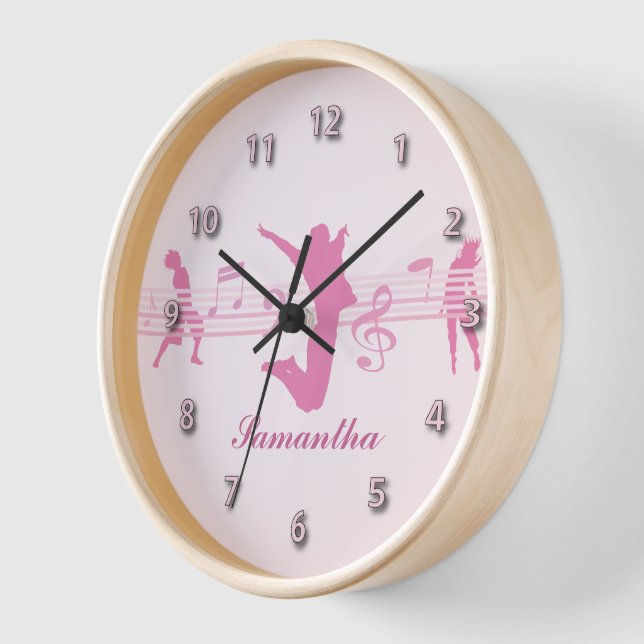 Horloge Musique personnalisée Danse et drame rose (Angle)