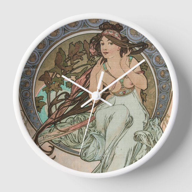 Horloge Musique vintage, des Arts, par Alphonse Mucha (Recto)
