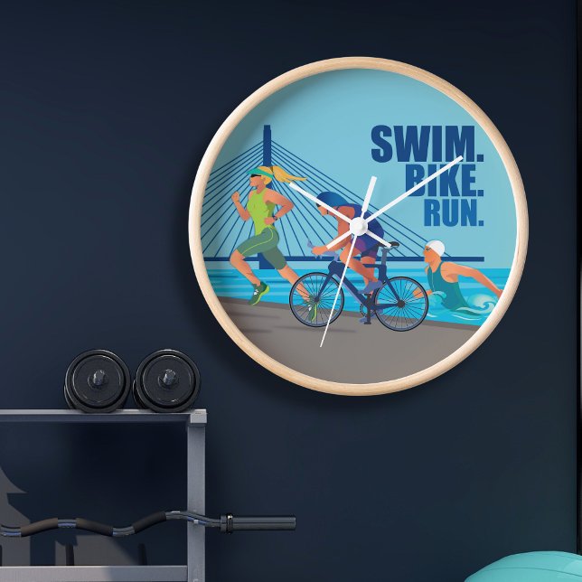 Horloge NAGEZ. VÉLO. EXÉCUTEZ. Timekeeper TRIATHLON (Créateur téléchargé)