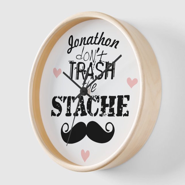 Horloge Ne jetez pas la moustache Retro Hipster (Angle)