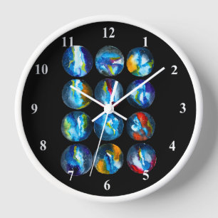 Horloge Nébuleuse de la planète bleue en aquarelle