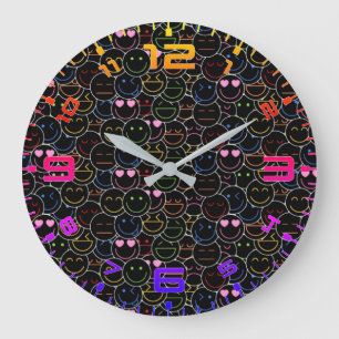 Horloge Neon Emoticon - Vibes modernes rétro