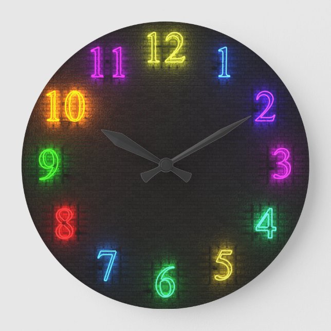 Horloge néon multicolore 3D (Recto)