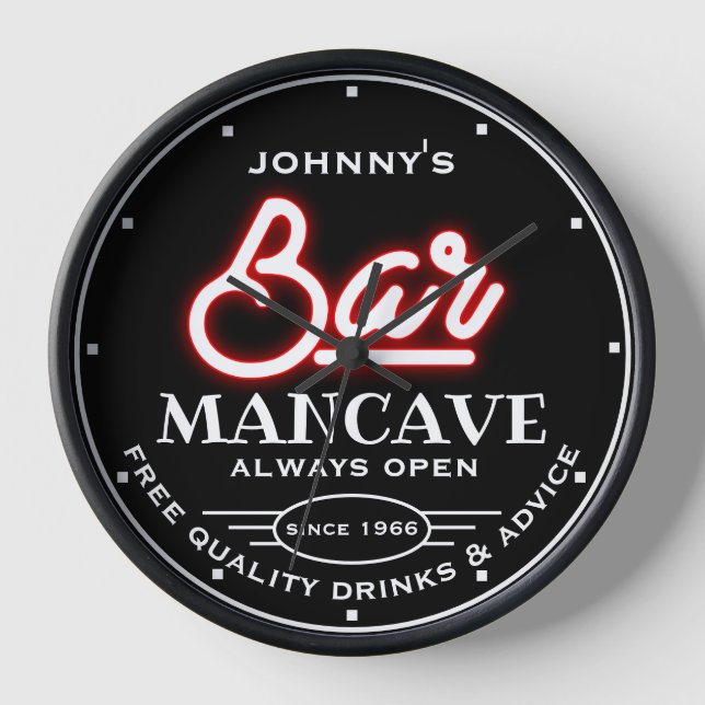 Horloge N'Importe Quel Nom Barre Mancave Rouge Noir Slogan (Recto)