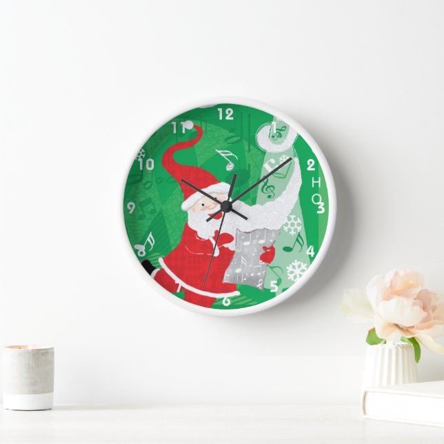 Horloge Noël mignon, chant et danse Père Noël (Maison)