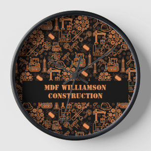 Horloge Noir et marron Architectural Blueprint Engineer