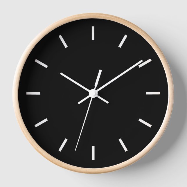 Horloge Noir moderne et bois naturel (Recto)