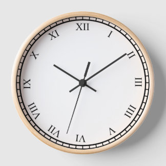 Horloge Noir Romain Nombre & Minute Cadre naturel en bois