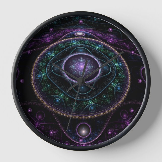 Horloge Noir violet Turquoise brillant Sphère magique (Recto)