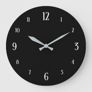 Horloge noire avec chiffres blancs moderne