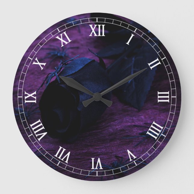 Horloge noire des chiffres romains ronds Roses (Recto)