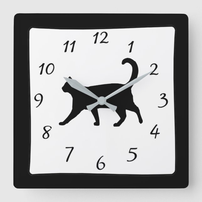 Horloge noire et blanche de chat (Recto)