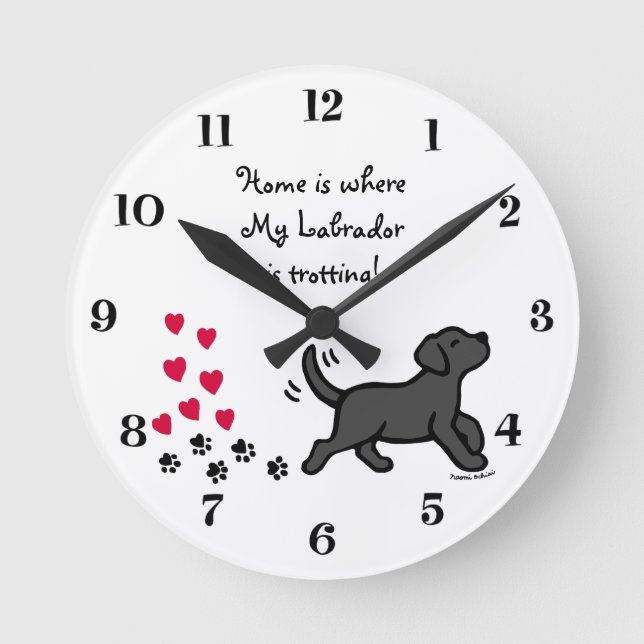 Horloge noire mignonne du Labrador (Recto)