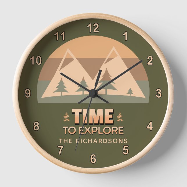 Horloge Nom de famille personnalisé Heure d'exploration du (Recto)