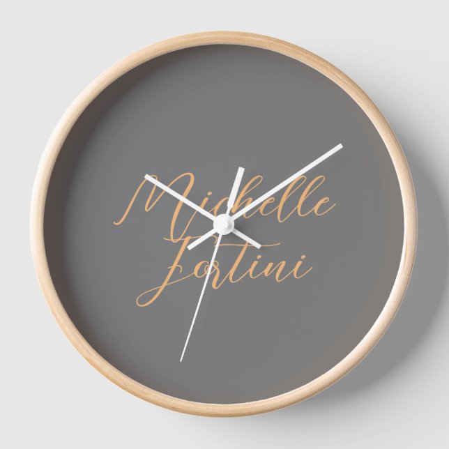 Horloge Nom d'écriture moderne minimaliste professionnel (Recto)