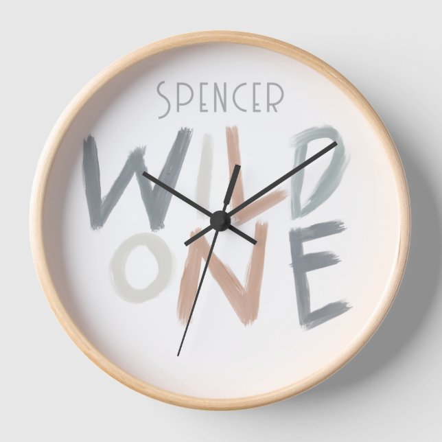 Horloge Nom d'enfant personnalisé Wild One design pour la  (Recto)