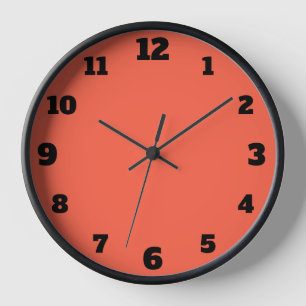 Horloge Nombre noir minimal élevé   Persimmon minimal