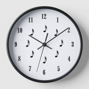 Horloge Notes de musique blanche avec des chiffres romains