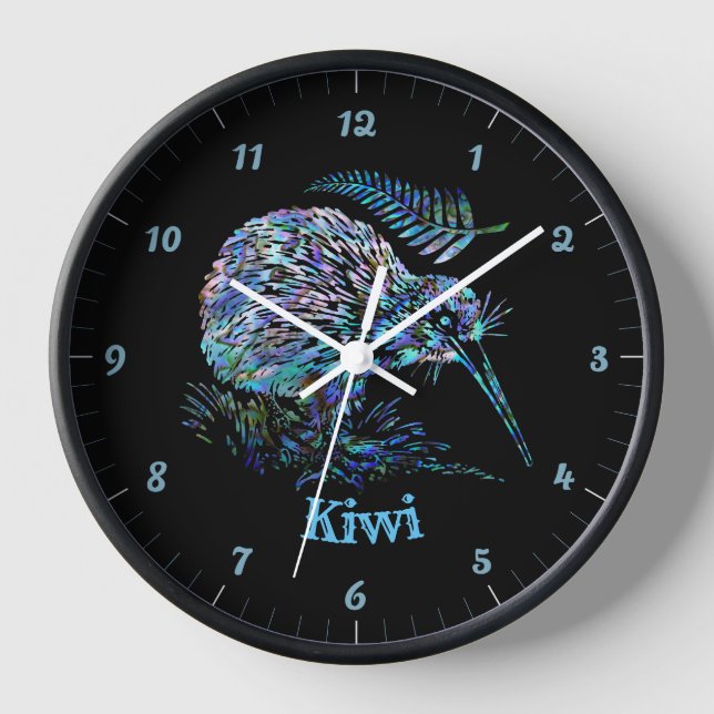 HORLOGE NOUVELLE-ZÉLANDE KIWI FERN PAUA (Recto)