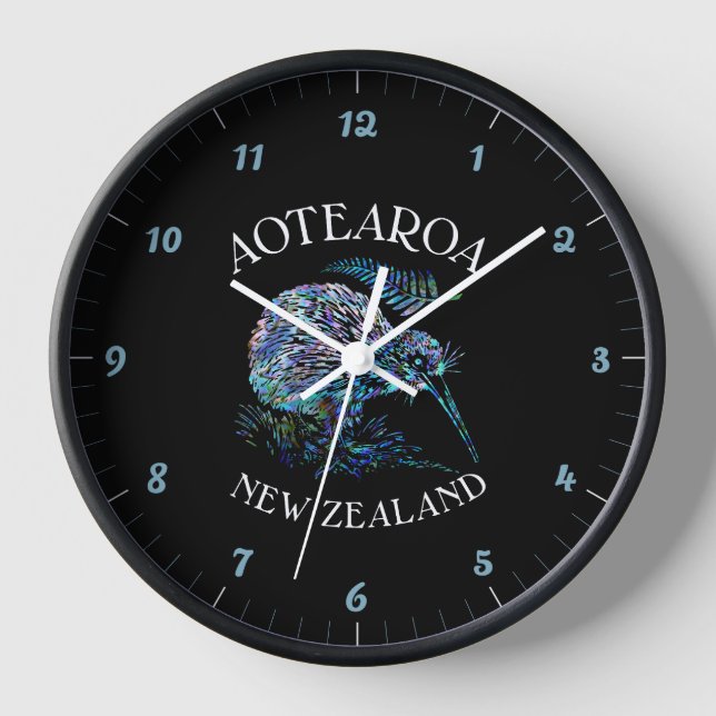 HORLOGE NOUVELLE-ZÉLANDE KIWI FERN PAUA (Recto)